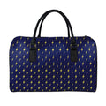 Yellow Lightning Bolts Pattern Print Leather Duffel Bag