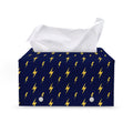 Yellow Lightning Bolts Pattern Print Leather Tissue Box Cover