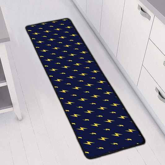 Yellow Lightning Bolts Pattern Print Long Kitchen Mat