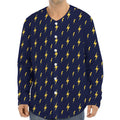 Yellow Lightning Bolts Pattern Print Long Sleeve Baseball Jersey