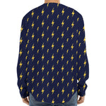 Yellow Lightning Bolts Pattern Print Long Sleeve Baseball Jersey