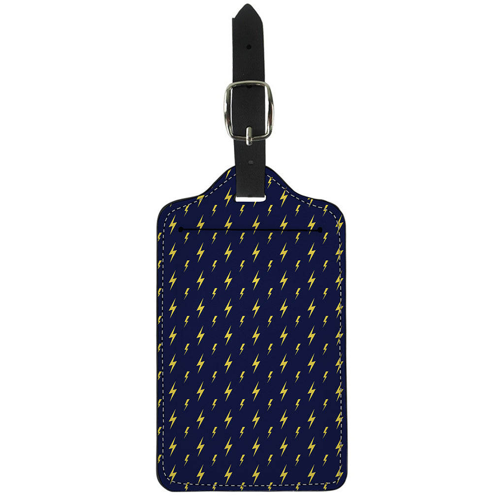 Yellow Lightning Bolts Pattern Print Luggage Tag