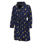 Yellow Lightning Bolts Pattern Print Men's Bathrobe
