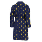 Yellow Lightning Bolts Pattern Print Men's Bathrobe