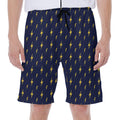 Yellow Lightning Bolts Pattern Print Men's Beach Shorts
