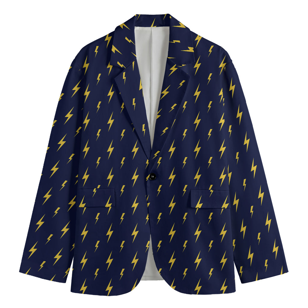 Yellow Lightning Bolts Pattern Print Men's Blazer