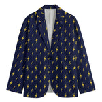Yellow Lightning Bolts Pattern Print Men's Blazer