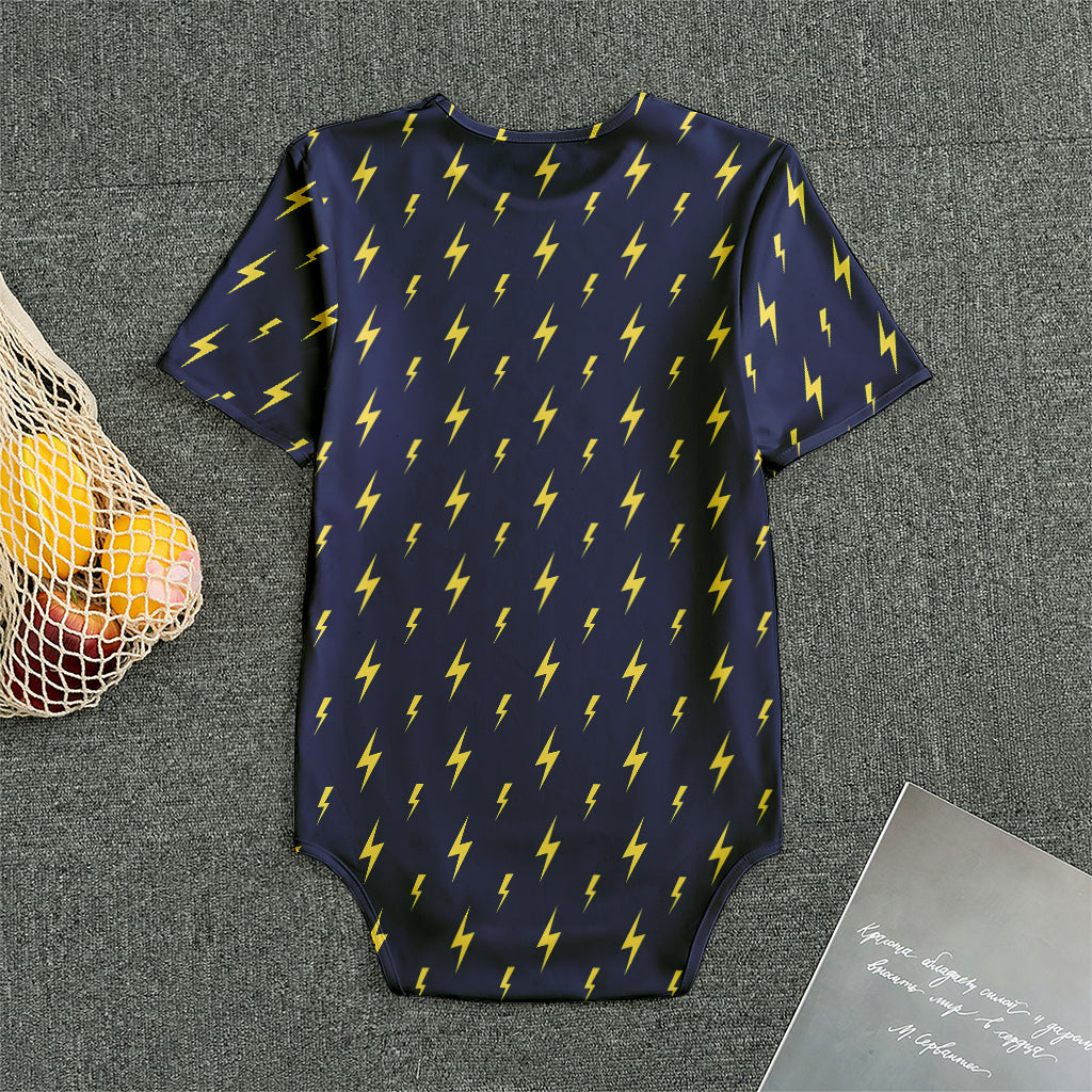 Yellow Lightning Bolts Pattern Print Men's Bodysuit