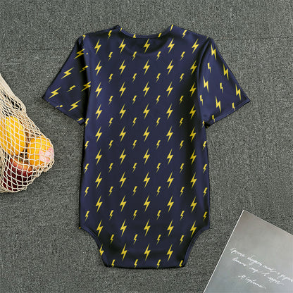 Yellow Lightning Bolts Pattern Print Men's Bodysuit