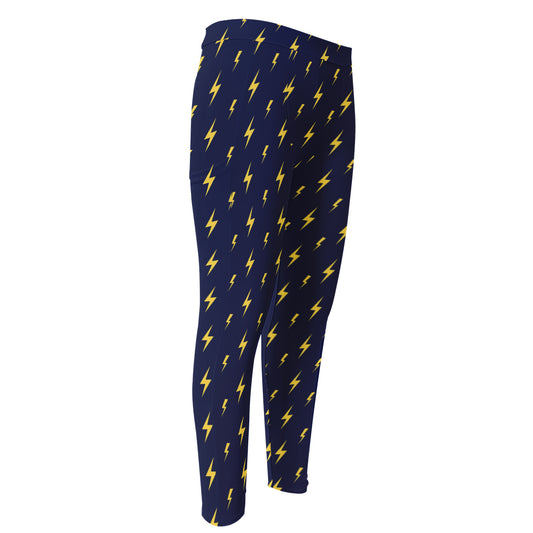 Yellow Lightning Bolts Pattern Print Men's Compression Pants