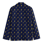 Yellow Lightning Bolts Pattern Print Men's Cotton Blazer