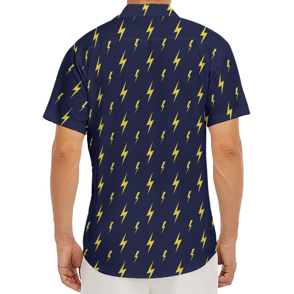 Yellow Lightning Bolts Pattern Print Men's Deep V-Neck Shirt