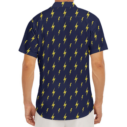 Yellow Lightning Bolts Pattern Print Men's Deep V-Neck Shirt