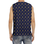 Yellow Lightning Bolts Pattern Print Men's Fitness Tank Top