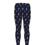 Yellow Lightning Bolts Pattern Print Men's leggings