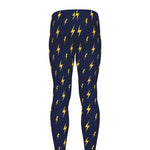 Yellow Lightning Bolts Pattern Print Men's leggings