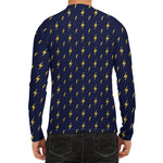 Yellow Lightning Bolts Pattern Print Men's Long Sleeve Rash Guard