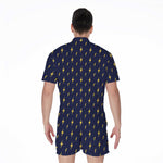 Yellow Lightning Bolts Pattern Print Men's Rompers