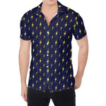 Yellow Lightning Bolts Pattern Print Men's Shirt