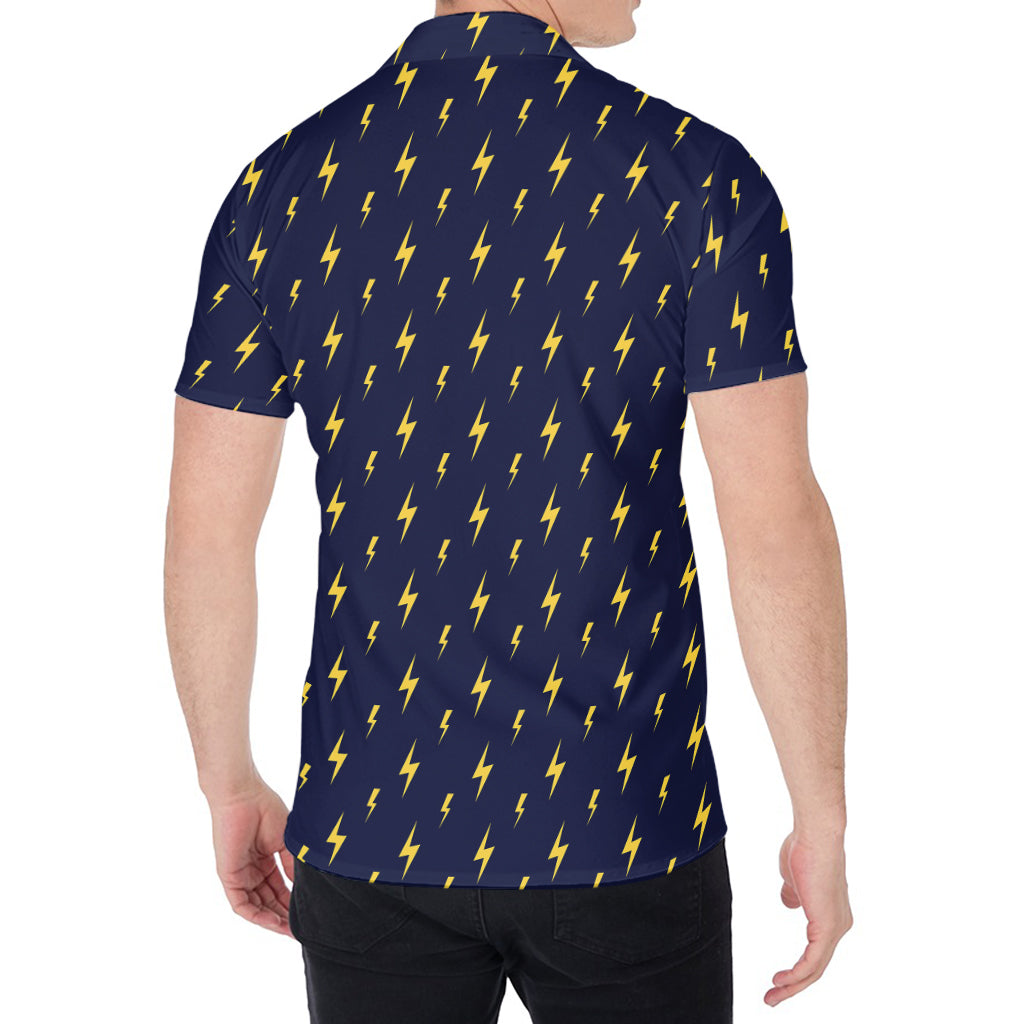 Yellow Lightning Bolts Pattern Print Men's Shirt