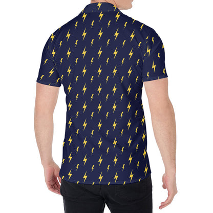 Yellow Lightning Bolts Pattern Print Men's Shirt