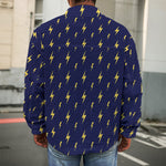 Yellow Lightning Bolts Pattern Print Men's Shirt Jacket