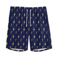 Yellow Lightning Bolts Pattern Print Men's Athletic Shorts