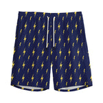 Yellow Lightning Bolts Pattern Print Men's Sports Shorts