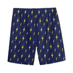 Yellow Lightning Bolts Pattern Print Men's Sports Shorts