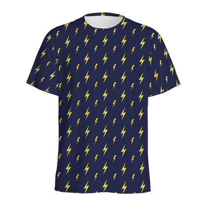 Yellow Lightning Bolts Pattern Print Men's Sports T-Shirt