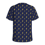 Yellow Lightning Bolts Pattern Print Men's Sports T-Shirt