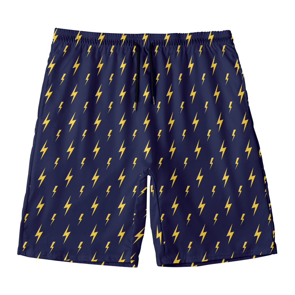 Yellow Lightning Bolts Pattern Print Men's Swim Trunks