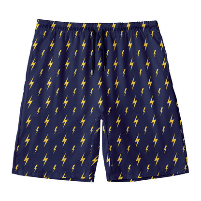 Yellow Lightning Bolts Pattern Print Men's Swim Trunks