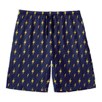 Yellow Lightning Bolts Pattern Print Men's Swim Trunks