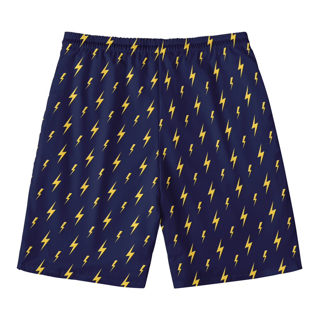 Yellow Lightning Bolts Pattern Print Men's Swim Trunks
