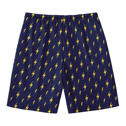 Yellow Lightning Bolts Pattern Print Men's Swim Trunks
