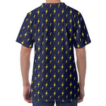 Yellow Lightning Bolts Pattern Print Men's Velvet T-Shirt