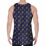 Yellow Lightning Bolts Pattern Print Men's Velvet Tank Top