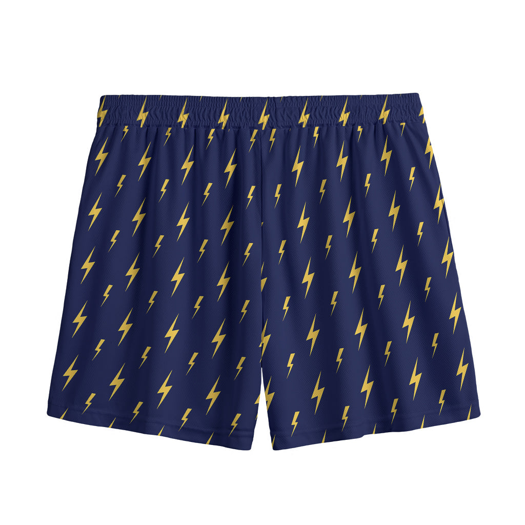 Yellow Lightning Bolts Pattern Print Mesh Shorts