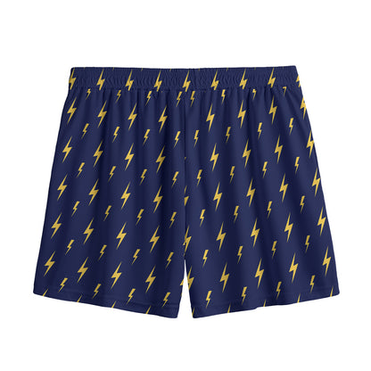 Yellow Lightning Bolts Pattern Print Mesh Shorts
