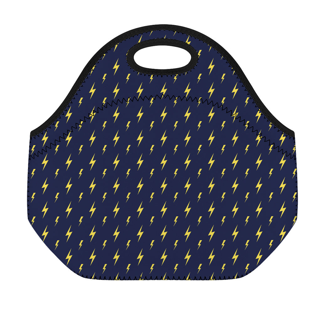 Yellow Lightning Bolts Pattern Print Neoprene Lunch Bag