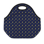 Yellow Lightning Bolts Pattern Print Neoprene Lunch Bag