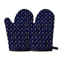 Yellow Lightning Bolts Pattern Print Oven Mitts