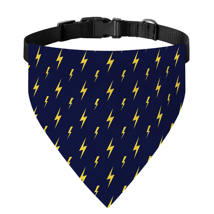 Yellow Lightning Bolts Pattern Print Over The Collar Dog Bandana