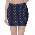 Yellow Lightning Bolts Pattern Print Pencil Mini Skirt
