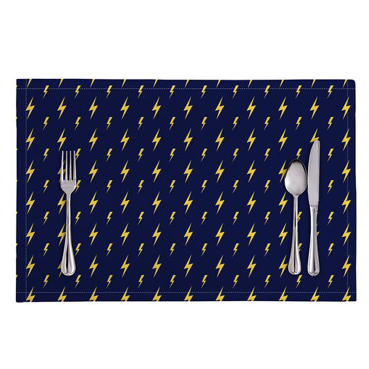 Yellow Lightning Bolts Pattern Print Placemat