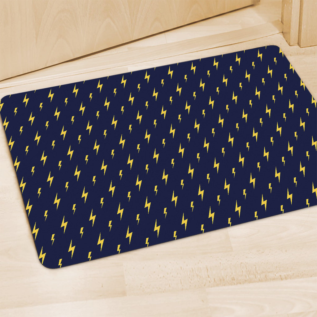 Yellow Lightning Bolts Pattern Print Polyester Doormat