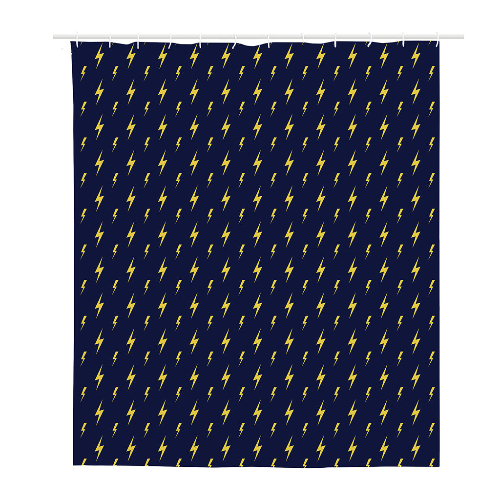 Yellow Lightning Bolts Pattern Print Polyester Shower Curtain