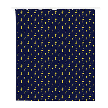 Yellow Lightning Bolts Pattern Print Polyester Shower Curtain