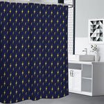 Yellow Lightning Bolts Pattern Print Premium Shower Curtain